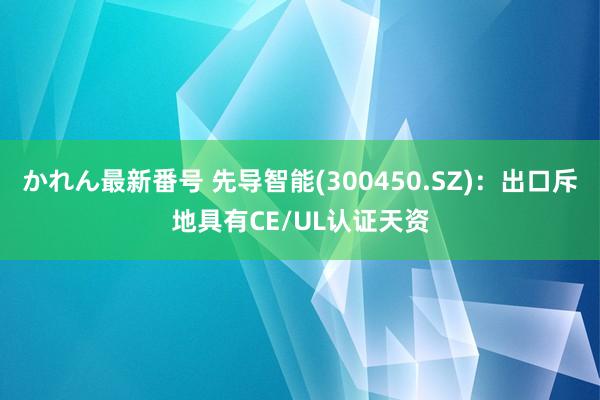 かれん最新番号 先导智能(300450.SZ)：出口斥地具有CE/UL认证天资