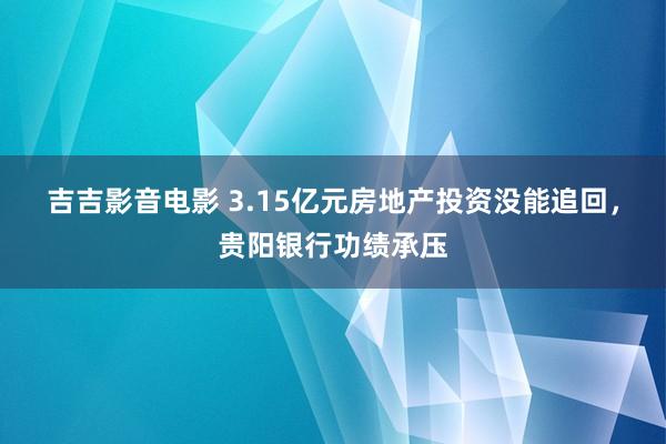 吉吉影音电影 3.15亿元房地产投资没能追回，贵阳银行功绩承压