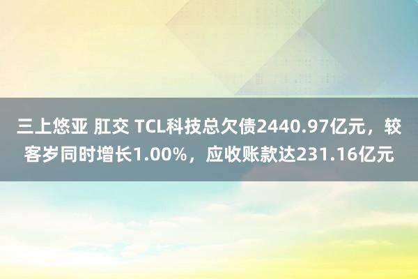 三上悠亚 肛交 TCL科技总欠债2440.97亿元，较客岁同时增长1.00%，应收账款达231.16亿元