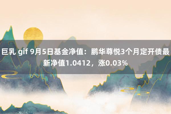 巨乳 gif 9月5日基金净值：鹏华尊悦3个月定开债最新净值1.0412，涨0.03%