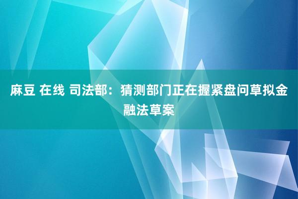 麻豆 在线 司法部：猜测部门正在握紧盘问草拟金融法草案