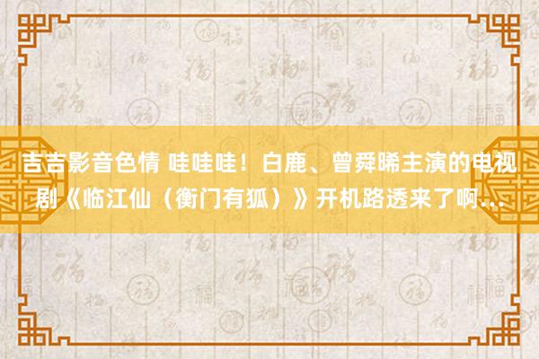 吉吉影音色情 哇哇哇！白鹿、曾舜晞主演的电视剧《临江仙（衡门有狐）》开机路透来了啊…